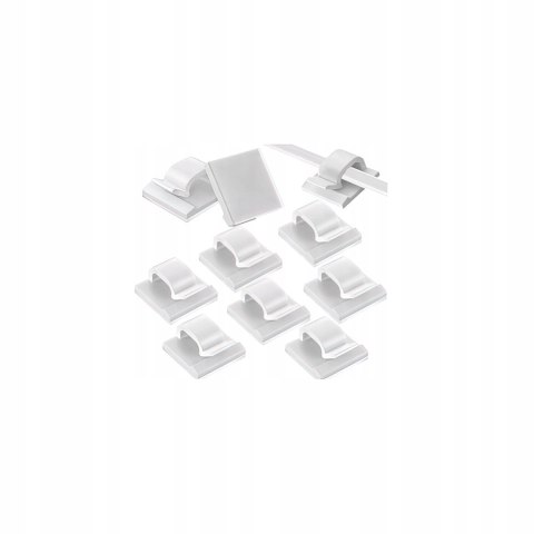 Klipsy Montażowe Samoprzylepne Kabli Przewodów 14,2x13,6 mm 10 sztuk