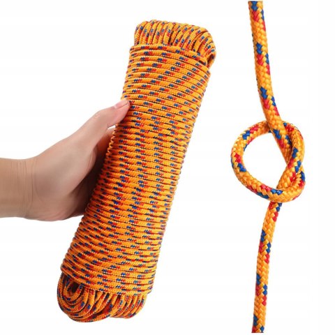 Lina Wielofunkcyjna 5 mm x 50 m Żółta Ogrodowa Namiotu KRAFT&DELE