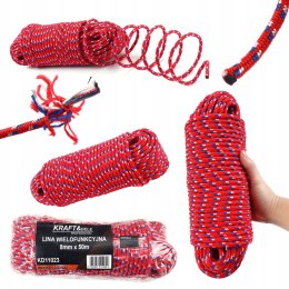 Lina Wielofunkcyjna 8 mm x 50 m Czerwona Ogrodowa Namiotu KRAFT&DELE