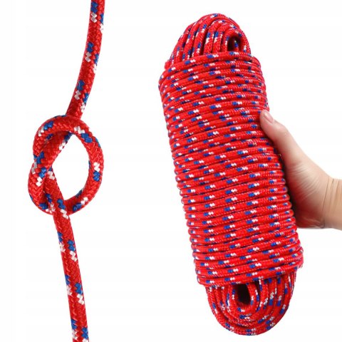 Lina Wielofunkcyjna 8 mm x 50 m Czerwona Ogrodowa Namiotu KRAFT&DELE