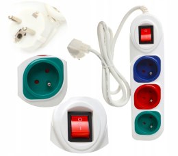 Przedłużacz 3 m Listwa 3 Gniazda z Włącznikiem Kraft&Dele