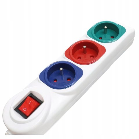 Przedłużacz 3 m Listwa 3 Gniazda z Włącznikiem Kraft&Dele