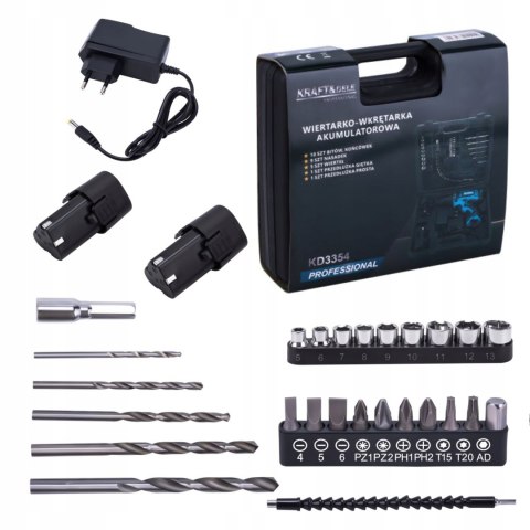 Wiertarko-Wkrętarka Akumulatorowa 18V 1,5Ah Kraft&Dele Zestaw 2x Bateria