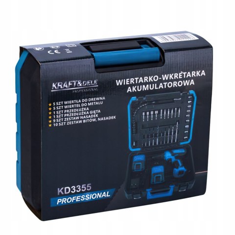 Wiertarko Wkrętarka Akumulatorowa Kraft&Dele 21V 2Ah 2x Bateria Zestaw