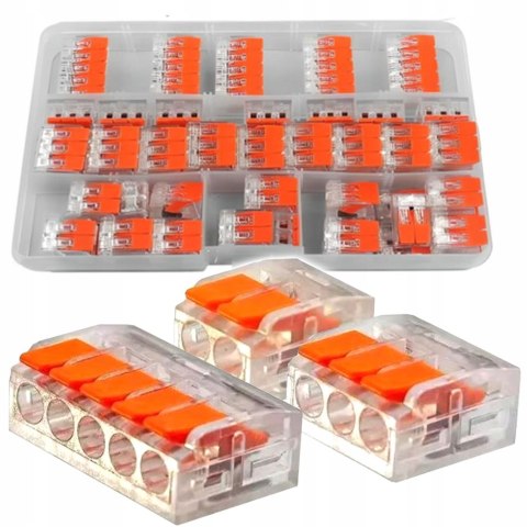 Zestaw Szybkozłączek Elektrycznych Przelotowych do Drutu 0,14-4 mm 55 Sztuk