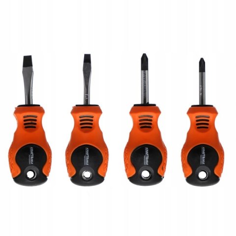 Zestaw Wkrętaków Krótkie 4 sztuki 2 płaskie + 2 Krzyżowe Kraft&Dele