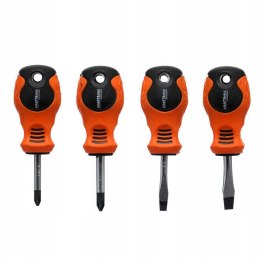 Zestaw Wkrętaków Krótkie 4 sztuki 2 płaskie + 2 Krzyżowe Kraft&Dele