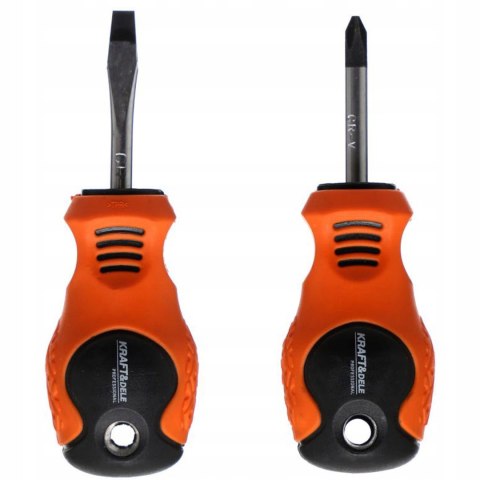 Zestaw Wkrętaków Krótkie 4 sztuki 2 płaskie + 2 Krzyżowe Kraft&Dele