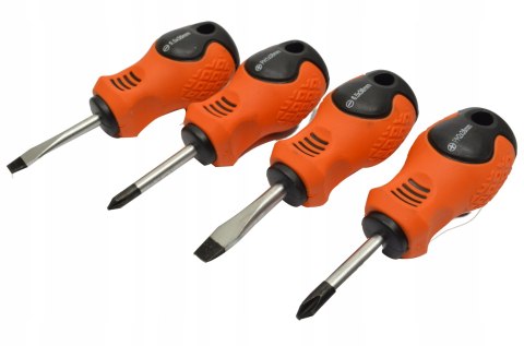 Zestaw Wkrętaków Krótkie 4 sztuki 2 płaskie + 2 Krzyżowe Kraft&Dele