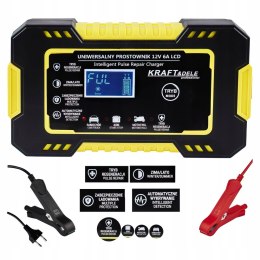 Automatyczny Prostownik Akumulatorowy Ładowarka LCD 12V / 6A Kraft&Dele
