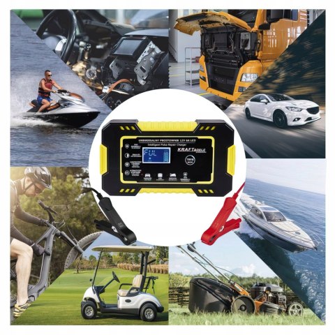 Automatyczny Prostownik Akumulatorowy Ładowarka LCD 12V / 6A Kraft&Dele