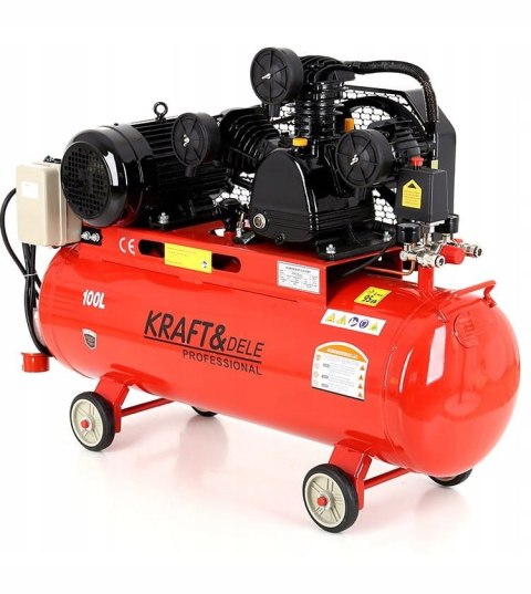 Kompresor Olejowy Sprężarka 100l 8 bar 3 Tłoki 400V 5.6KM/4.1KW Kraft&Dele