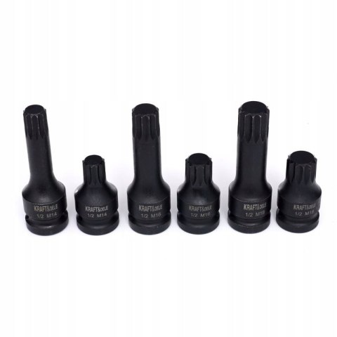 Nasadki Udarowe 1/2" 6 szt. 6-kątne M14 M16 M18 Walizka KRAFT&DELE
