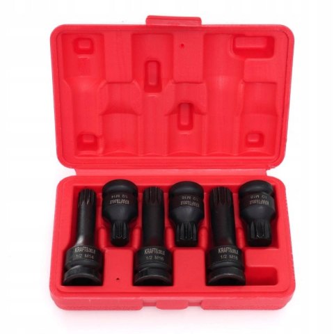 Nasadki Udarowe 1/2" 6 szt. 6-kątne M14 M16 M18 Walizka KRAFT&DELE