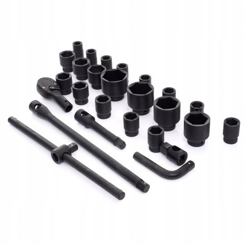 Nasadki Udarowe Wzmocnione Klucze Udarowe 3/4" 6 KĄTNE 26 sztuk Kraft&Dele