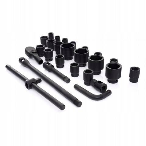 Nasadki Udarowe Wzmocnione Klucze Udarowe 3/4" 6 KĄTNE 26 sztuk Kraft&Dele