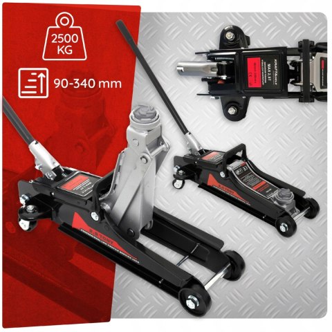 PODNOŚNIK SAMOCHODOWY Niskoprofilowy ŻABA LEWAREK GUMA 2.5T ZAKRES 90-340MM