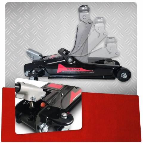 PODNOŚNIK SAMOCHODOWY Niskoprofilowy ŻABA LEWAREK GUMA 2.5T ZAKRES 90-340MM