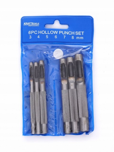 Wycinaki Wybijaki Dziurkacz Otworów Skóry 3-8 mm Zestaw 6 Sztuk Kraft&Dele