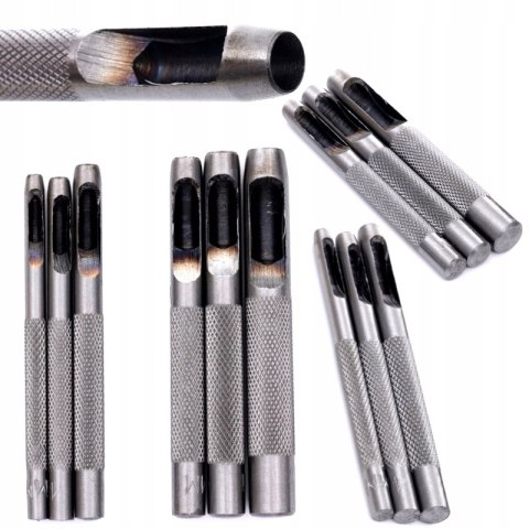 Wycinaki Wybijaki Dziurkacz Otworów Skóry 3-8 mm Zestaw 6 Sztuk Kraft&Dele