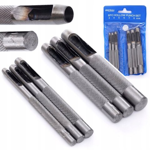 Wycinaki Wybijaki Dziurkacz Otworów Skóry 3-8 mm Zestaw 6 Sztuk Kraft&Dele