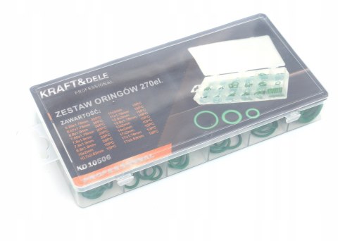 ZESTAW ORINGÓW USZCZELEK OLEJOODPORNYCH 270 ELEMENTÓW KD10506
