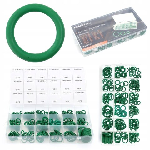 ZESTAW ORINGÓW USZCZELEK OLEJOODPORNYCH 270 ELEMENTÓW KD10506