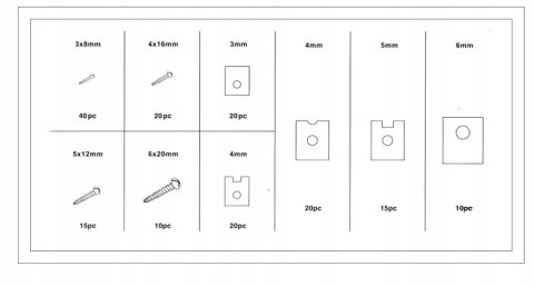 ZESTAW WKRĘTÓW PODKŁADEK DO KAROSERII ZDERZAKA 170 SZT KRAFT&DELE