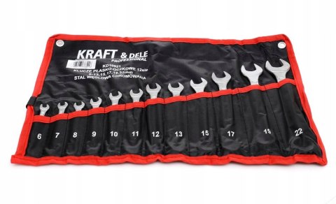 Zestaw Klucze 2 Stronne Płasko Oczkowe Kraft&Dele 12 Elementów 6-22 mm