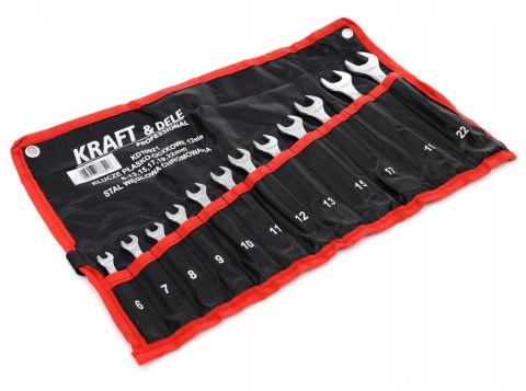 Zestaw Klucze 2 Stronne Płasko Oczkowe Kraft&Dele 12 Elementów 6-22 mm