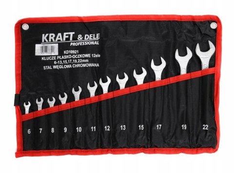 Zestaw Klucze 2 Stronne Płasko Oczkowe Kraft&Dele 12 Elementów 6-22 mm