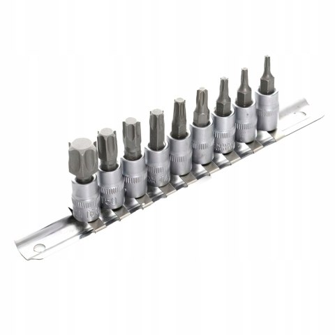 Zestaw Nasadek 1/4" 25 mm TORX Bitonasadki Bit 9 Elementów Sztuk Kraft&Dele