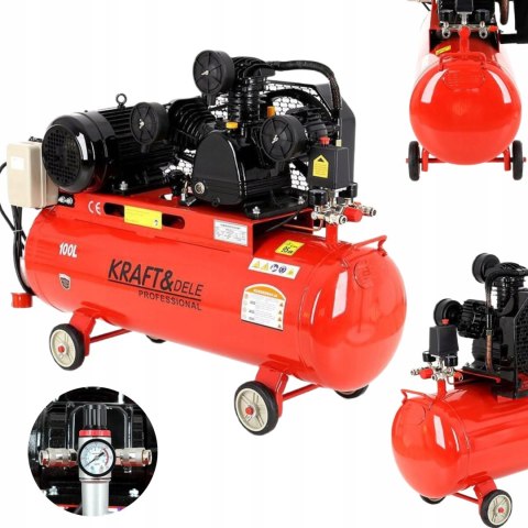 KOMPRESOR POWIETRZA 100L 3 TŁOKI 8 BAR SEPARATOR SPREŻARKA OLEJOWY 400V