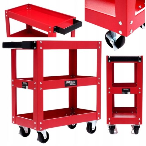 MOCNY WÓZEK WARSZTATOWY NARZĘDZIOWY KÓŁKA Z ZABEZPIECZENIEM KRAFT&DELE