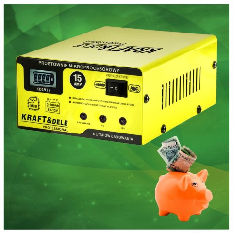 PROSTOWNIK MIKROPROCESOROWY 15AMP 6/12V AKUMULATOR ŁADOWARKA NIEZAWODNY