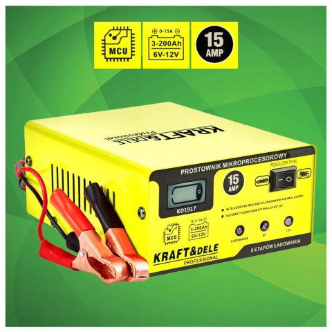 PROSTOWNIK MIKROPROCESOROWY 15AMP 6/12V AKUMULATOR ŁADOWARKA NIEZAWODNY