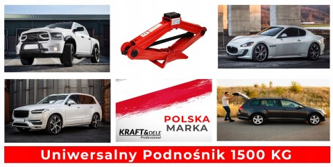 Podnośnik Samochodowy Trapezowy Lewarek Guma1,5 T 1500 kg Kraft&Dele