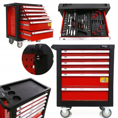 Szafa Skrzynka Narzędziowa Kółka Zamek 6 szuflad 263 Elementy Kraft&Dele