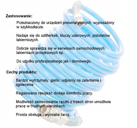 WĄŻ SPIRALNY PNEUMATYCZNY DO KOMPRESORA 5X8MM 20M