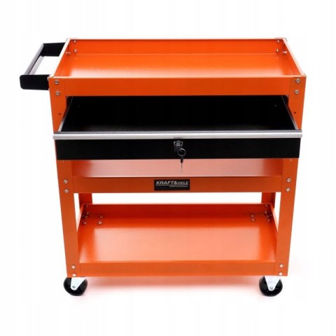 WÓZEK WARSZTATOWY NARZĘDZIOWY KÓŁKA 3 PÓŁKI SZUFLADA NA KLUCZ KRAFT&DELE