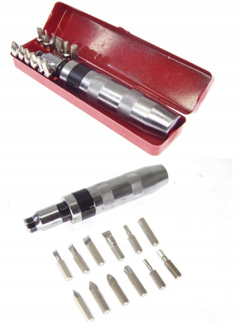 Wkrętak/wykrętak udarowy do podbijania Kraft&Dele KD1448 Zestaw Bitsy 12szt