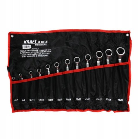 Zestaw Klucze 2 Stronne Oczkowe Odgięte Kraft&Dele 12 Elementów Kraft&Dele