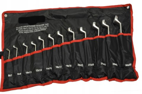 Zestaw Klucze 2 Stronne Oczkowe Odgięte Kraft&Dele 12 Elementów Kraft&Dele