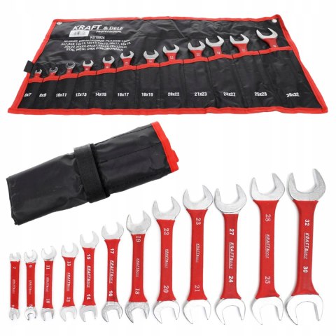 Zestaw Klucze 2 Stronne Płaskie Kraft&Dele 12 Elementów 6-32 mm