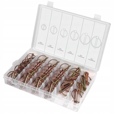 Zestaw Zawleczek z Kółkiem Sprężynowe Maszyn Rolniczych 50 Sztuk Kraft&Dele