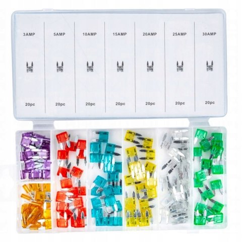 BEZPIECZNIKI SAMOCHODOWE MINI 140 SZTUK 3-30A KD1301