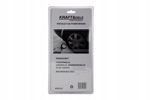 Cyfrowy LCD Pistolet Pompowania Kół Opon Manometr 12 bar 1/4'' KRAFT&DELE