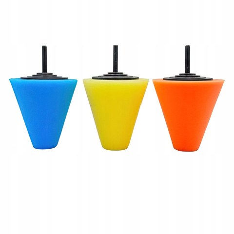 Gąbki Polerskie Stożek do Felg 150 mm Zestaw 3 sztuki Kraft&Dele