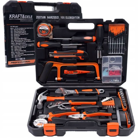 Narzędzia 100 Częściowy Zestaw Narzędzi 100 Elementów Walizka Kraft&Dele