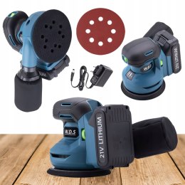 Szlifierka Mimośrodowa Zestaw Bateria 21V Ładowarka 12.000 RPM 125mm W.D.S.